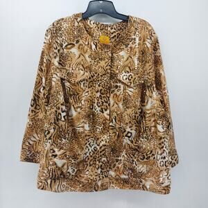 Ruby Rd Animal Print Blazer Jacket Women's Plus Size 24